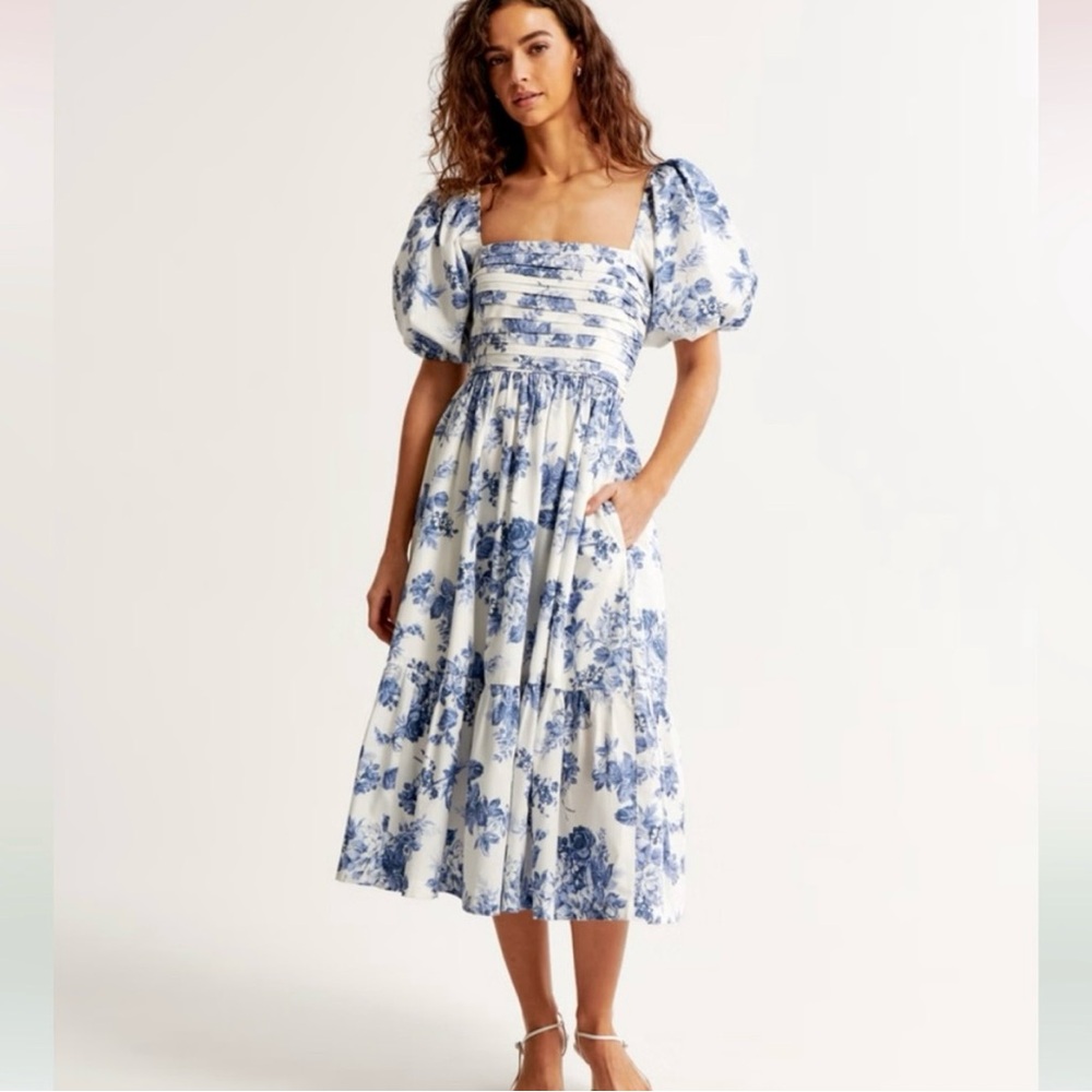 Abercrombie and Fitch Emerson poplin puff sleeve dress